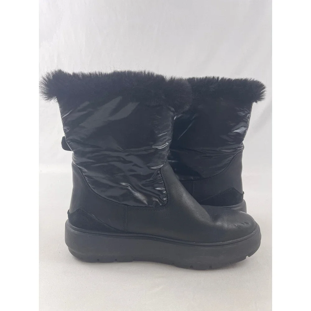 Geox Kaula B ABX Amphibiox Respira Womens Black Leather Faux Fur Winter‎ Boots 8
